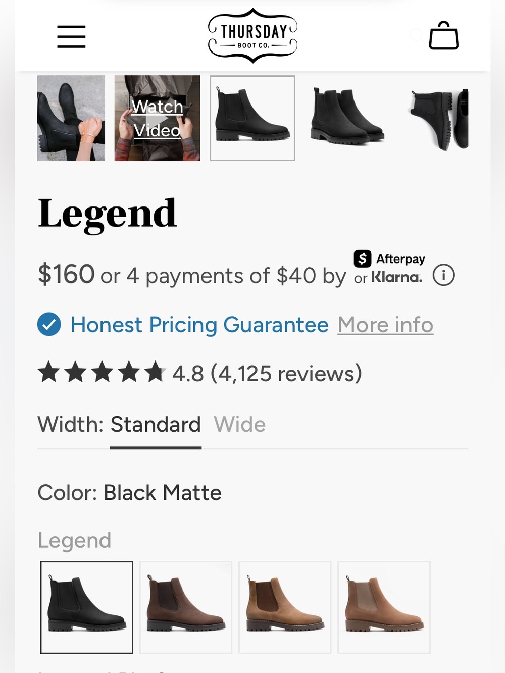 Thursday Boot Company Chelsea Boots Legend Matte Black Leather Size 10 Women - Picture 9 of 12